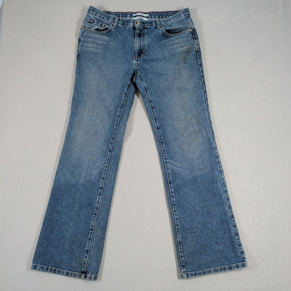 Tommy Hilfiger Jeans Women 12 Blue Low‎ Rise Boot Cut Denim Pants Y2K Vintage